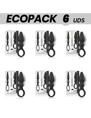 ECOPACK 6 VIENETAI - BLACKandSILVER OZZY GALINGAS SILIKONINIS ANALINIS KAMŠTIS