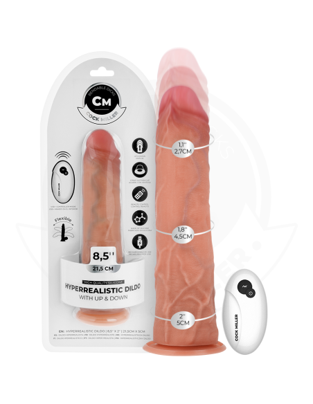 COCK MILLER - HYPER-REALISTIC DILDO WITH SUCTION CUP AND THRUSTING WITH REMOTE CONTROL 21.5 CM