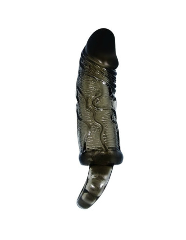 BAILE - PENIS EXTENDER COVER WITH STRAP FOR TESTICLES BLACK 13.5 CM