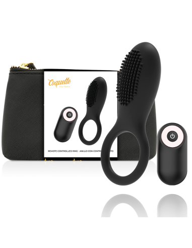 COQUETTE CHIC DESIRE - COCK RING REMOTE CONTROL RECHARGEABLE BLACK- GOLD