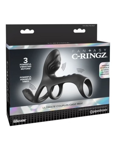FANTASY C-RINGZ - ULTIMATE COUPLES CAGE MAX VIBRATING COCK RING 19.5 CM