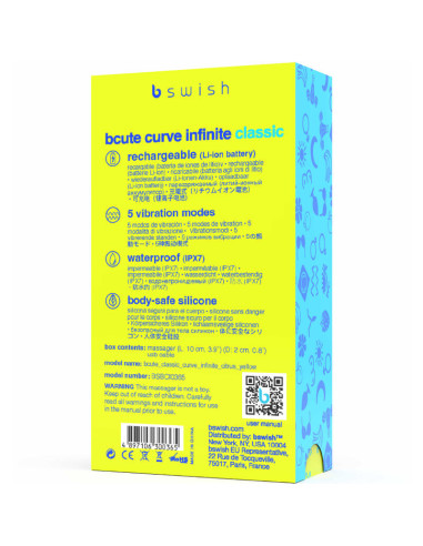 B SWISH - BCUTE CURVE INFINITE CLASSIC RECHARGEABLE SILICONE VIBRATOR YELLOW