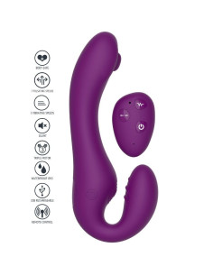 XOCOON - 2 IN 1 BE DIRŽELIO STRAP-ON VIBRATORIUS ELEMENTAS SU NUOTOLINIO VALDYMO PULTELIU, VIOLETINIS 2