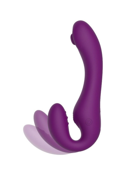 XOCOON - 2 IN 1 BE DIRŽELIO STRAP-ON VIBRATORIUS ELEMENTAS SU NUOTOLINIO VALDYMO PULTELIU, VIOLETINIS