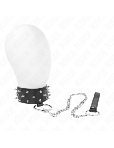 KINK - NECKLACE WITH LEASH 65 CM WITH SILVER STUDS MODEL 5 ADJUSTABLE 36-43 CM X 5 CM