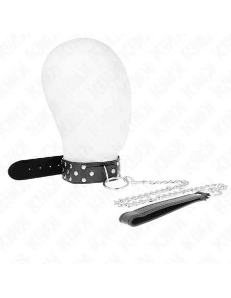 KINK - RING RIVET STRAP NECKLACE WITH BELT 65 CM BLACK ADJUSTABLE 36-50 CM X 3.8 CM