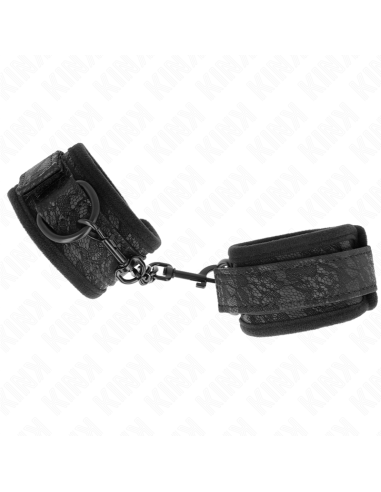 KINK - DARK LACE COVERED WRIST CUFFS NEOPRENE ADJUSTABLE BLACK 20-29 CM X 5 CM