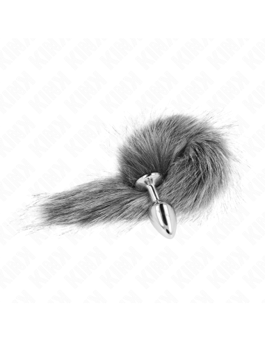 KINK - analinis kaištis, S dydis, 7 x 3 cm, su sintetine uodegėle, 40 cm, pilkas