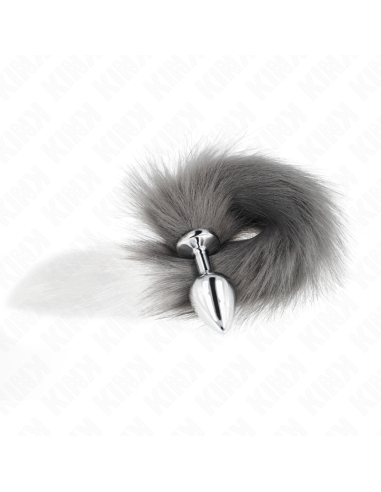 KINK - ANAL PLUG SIZE M 8 X 3.5 CM WITH SYNTHETIC TAIL 40 CM GREY AND WHITE