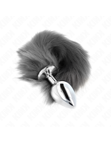 KINK - ANAL PLUG SIZE L 10 X 4 CM WITH SYNTHETIC TAIL 40 CM GREY AND WHITE
