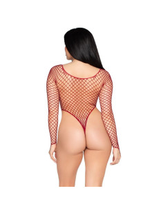 LEG AVENUE - 89377 HIGH-CUT INDUSTRIAL NET BODYSUIT RED - ONE SIZE 2