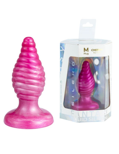 SILEXD - CHERRY ANAL PLUG FANTASY LIQUID SILICONE THERMOREACTIVE PINK 9.2 CM