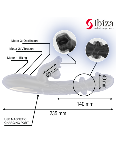 IBIZA - VIBRATORIUS IR KLITORIAUS STIMULIATORIUS SU KANDIMO IR SUKIMO EFEKTU