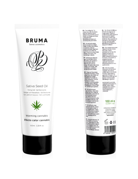 BRUMA - SATIVA SĖKLŲ ALIEJAUS SLIDINGAS GELIS ŠILDANTIS KANAPIŲ SKONIO 100 ML