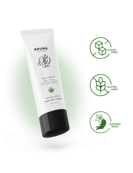 BRUMA - SATIVA SĖKLŲ ALIEJAUS SLIDINGAS GELIS ŠILDANTIS KANAPIŲ SKONIO 100 ML