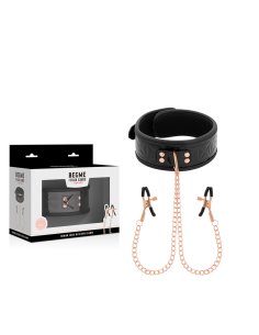 BEGME - BLACK EDITION COLLAR WITH NIPPLE CLAMPS WITH NEOPRENE LINING 2