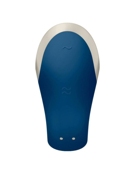 SATISFYER - DOUBLE LOVE PRABANGUS PARTNER VIBRATORIUS MĖLYNAS