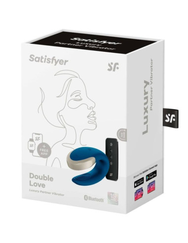 SATISFYER - DOUBLE LOVE PRABANGUS PARTNER VIBRATORIUS MĖLYNAS
