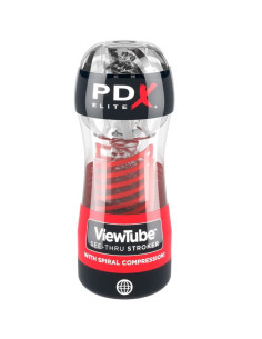 PDX ELITE - STROKER VAIZDO VAMZDIS 2 SPIRALINIS SUSPAUDIMAS SKAIDRUS