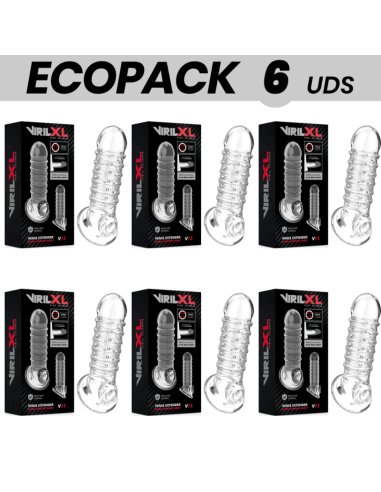 ECOPACK 6 UNITS - VIRILXL EXTENSION AND PENIS SHEATH V15 TRANSPARENT