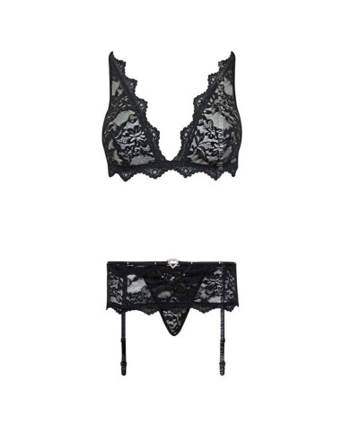 LIVCO CORSETTI FASHION - BELITA LC 90231 BRA PANTY GARTER BELT BLACK L-XL