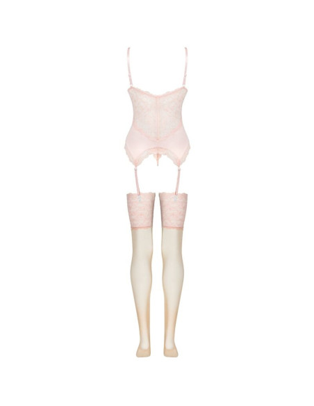 LIVCO CORSETTI FASHION - PERSINNE PEACH SET CORSET PANTY STOCKINGS