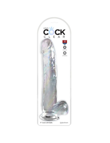 KING COCK - skaidrus dildo su sėklidėmis 24,8 cm permatomas