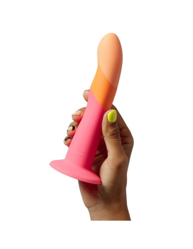 ROMP - DIZI SILICONE DILDO WITH SUCTION CUP TRICOLOR 18 CM