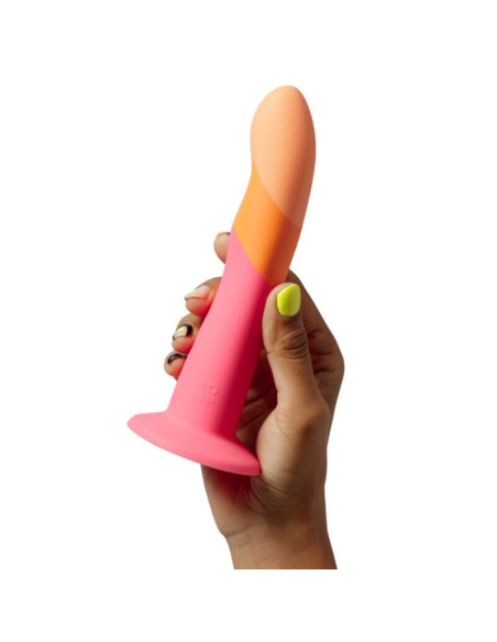 ROMP - DIZI SILICONE DILDO WITH SUCTION CUP TRICOLOR 18 CM