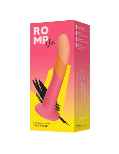 ROMP - DIZI SILICONE DILDO WITH SUCTION CUP TRICOLOR 18 CM