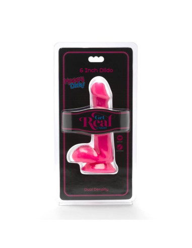 GET REAL - HAPPY DICKS DILDO 12 CM KAMUOLIAI ROŽINIAI
