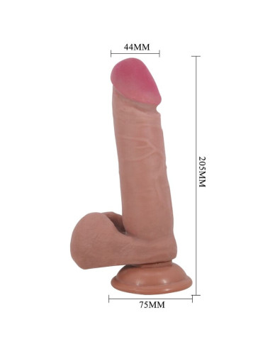 PRETTY LOVE - SLYDANČIOS ODOS SERIJOS REALISTIŠKAS DILDO SU SLYDANČIA ODOS SIURBTUKU, RUDAS, 20,5 CM