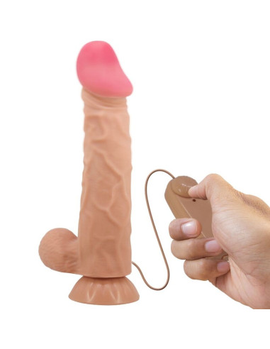 PRETTY LOVE - SLYDANČIOS ODOS SERIJOS REALISTIŠKAS DILDO SU SLYDANČIA ODOS SIURBTUKU, NUOTOLINIO VALDYMO PULTELIU, 24 CM
