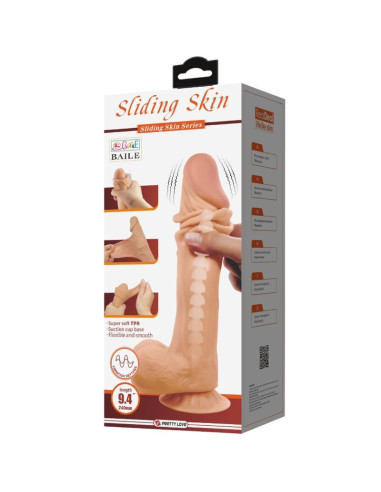 PRETTY LOVE - SLIDING SKIN SERIES REALISTIC DILDO WITH SLIDING SKIN SUCTION CUP REMOTE CONTROL FLESH 24 CM