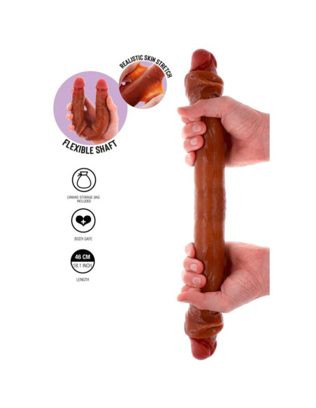 GET REAL - DVIGUBAS SILIKONINIS DILDO CARAMEL 46 CM