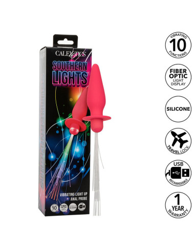 CALEXOTICS - SOUTHERN LIGHTS ŠVIESIAMAS ANALINIS KAMŠTELIS, 10 VIBRACIJOS, ROŽINIS, SILIKONINIS