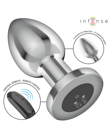 INTENSE - ANALINIS KAIŠTELIS, 10 VIBRACIJOS METALINIS, SU NUOTOLINIO VALDYMO PULTELIU, L