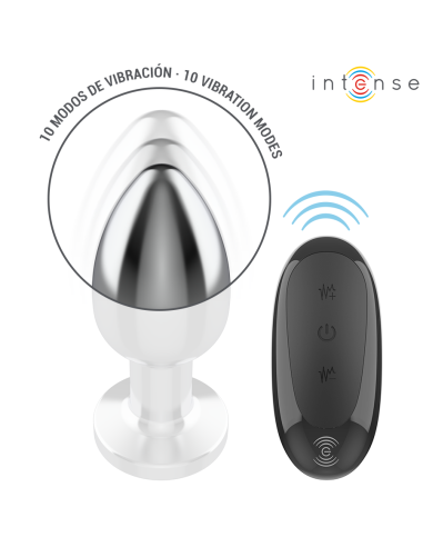 INTENSE - ANALINIS KAIŠTELIS, 10 VIBRACIJOS METALINIS, SU NUOTOLINIO VALDYMO PULTELIU, L