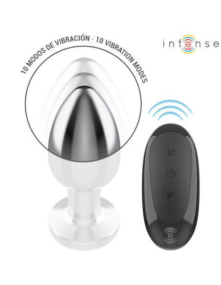 INTENSE - ANALINIS KAIŠTELIS, 10 VIBRACIJOS METALINIS, SU NUOTOLINIO VALDYMO PULTELIU, L