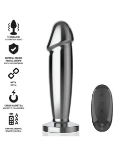INTENSE - ANALINIS KAIŠTIS 10 VIBRACIJOS METALINIS DILDO SU NUOTOLINIO VALDYMO PULTU M 2