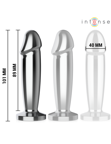 INTENSE - ANALINIS KAIŠTIS 10 VIBRACIJOS METALINIS DILDO SU NUOTOLINIO VALDYMO PULTU M