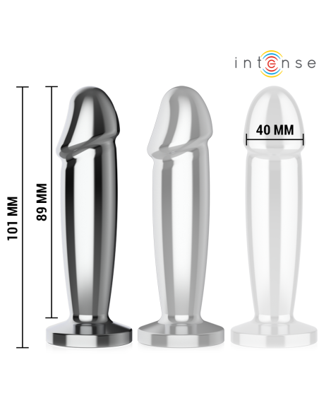 INTENSE - ANALINIS KAIŠTIS 10 VIBRACIJOS METALINIS DILDO SU NUOTOLINIO VALDYMO PULTU M