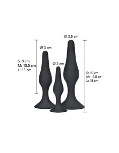 TOYJOY - Analiniai žaislai Curvy Companions analiniai kamšteliai, 3 dalys, juodi 2