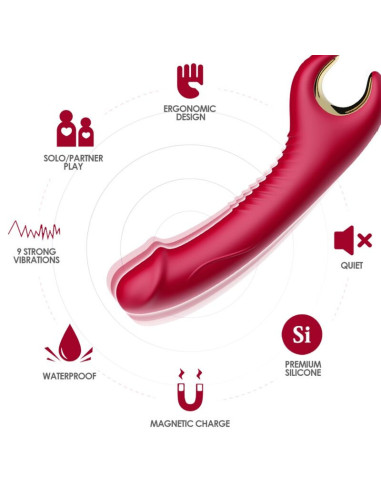 ARMONY - PRINCE DILDO VIBRATORIUS IR ROTATORIUS RAUDONAS