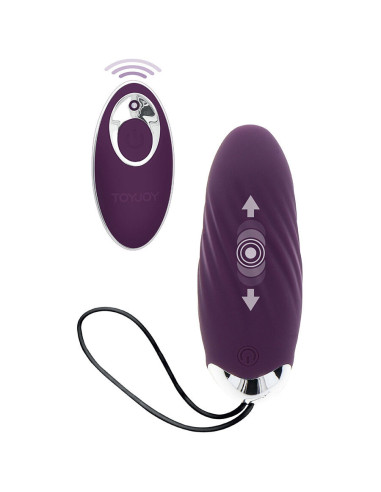 TOYJOY - „HAPPINESS KNOCK KNOCK“ KIAUŠINIO FORMOS VIBRATORIUS SU NUOTOLINIO VALDYMO PULTELIU, VIOLETINIS