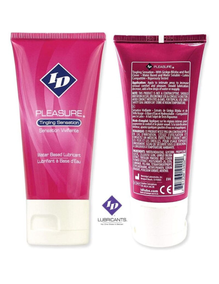 ID PLEASURE - VANDENS PAGRINDU PAGAMINTAS LUBRIKANTAS, SUKELIA DIRGINIMO POJŪČIUS, KELIONINIS TUBELĖ, 60 ML
