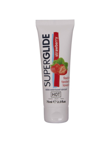 HOT - SUPERGLIDE EDIBLE LUBRICANT WATERBASED STRAWBERRY 75 ML
