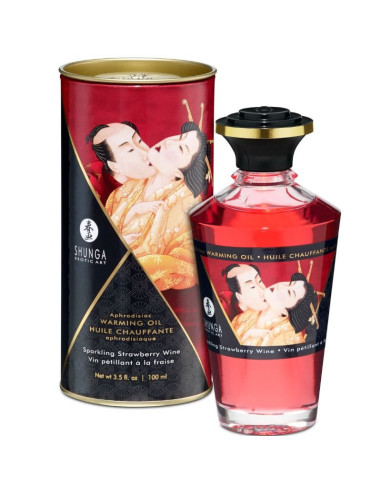 SHUNGA - STRAWBERRIES AND CAVA HEAT EFFECT MASSAGE OIL 100 ML