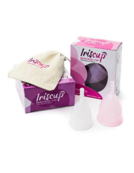 IRISCUP - MAŽAS ROŽINIS MĖNESIO PUODELIS SU NEMOKAMU STERILIZAVIMO MAIŠELIU