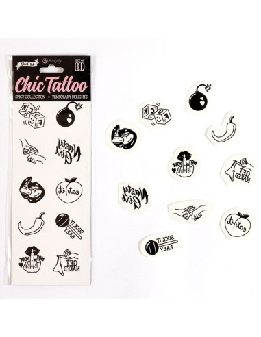 SECRET PLAY - SET OF 10 SPICY COLLECTION TEMPORARY TATTOOS